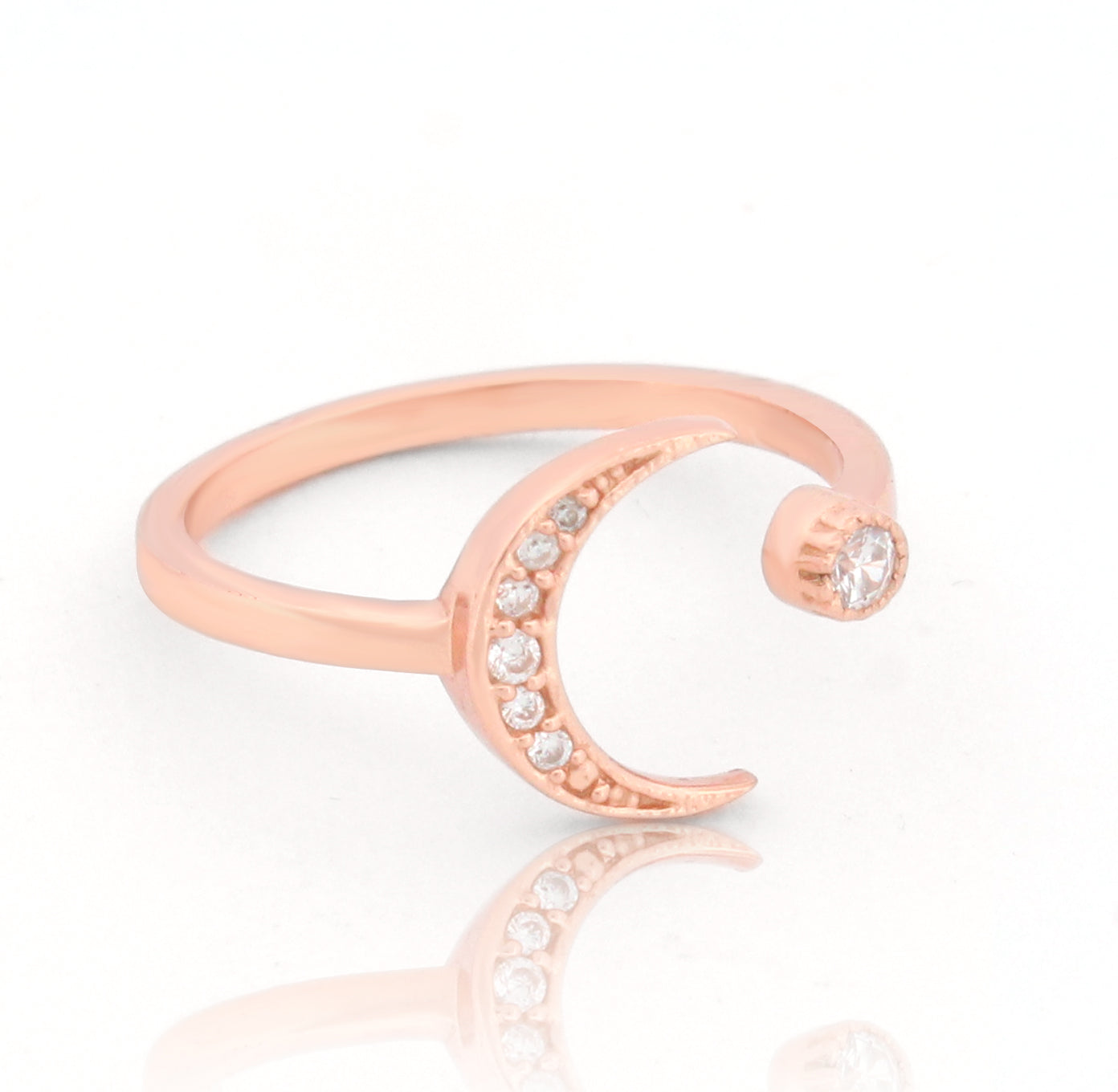Moon And Sun Ring- Rose Gold Plated Hallmarked 925 Sterling Silver Ring
